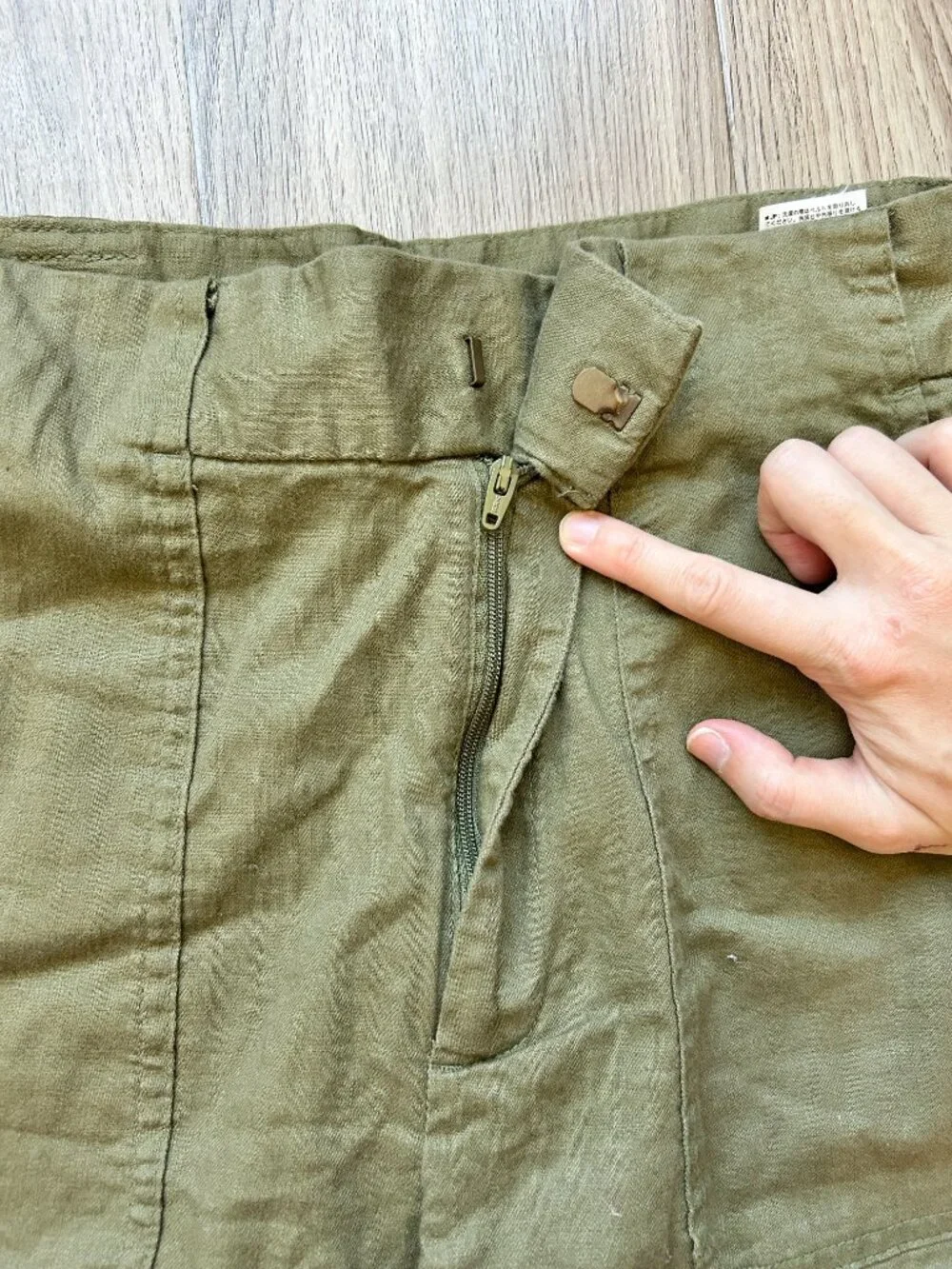 Banana Republic Linen Cotton Blend Utility Slim Pants in Olive Green Size 8